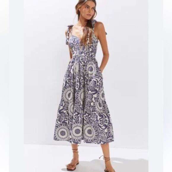 Anthropologie Flounced Floral Midi Dress Forever That Girl